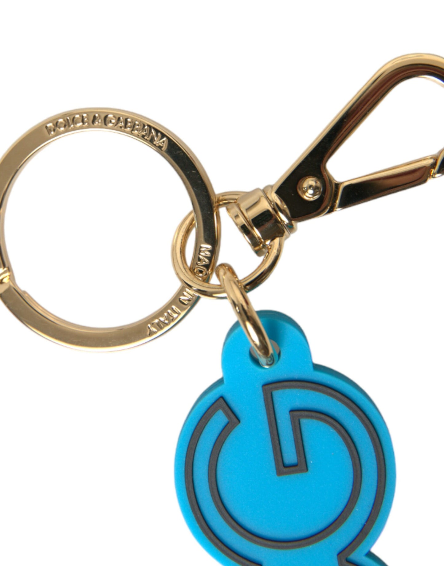 Dolce & Gabbana Elegant Blue & Gold Keychain Accessory