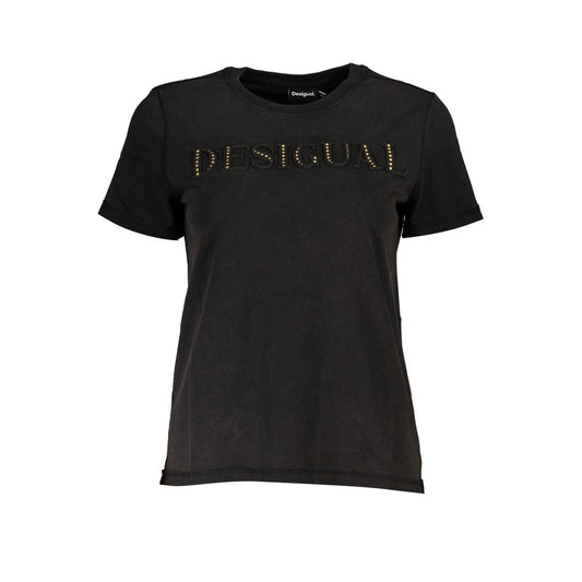 Desigual Elegant Crew Neck Tee with Contrast Details