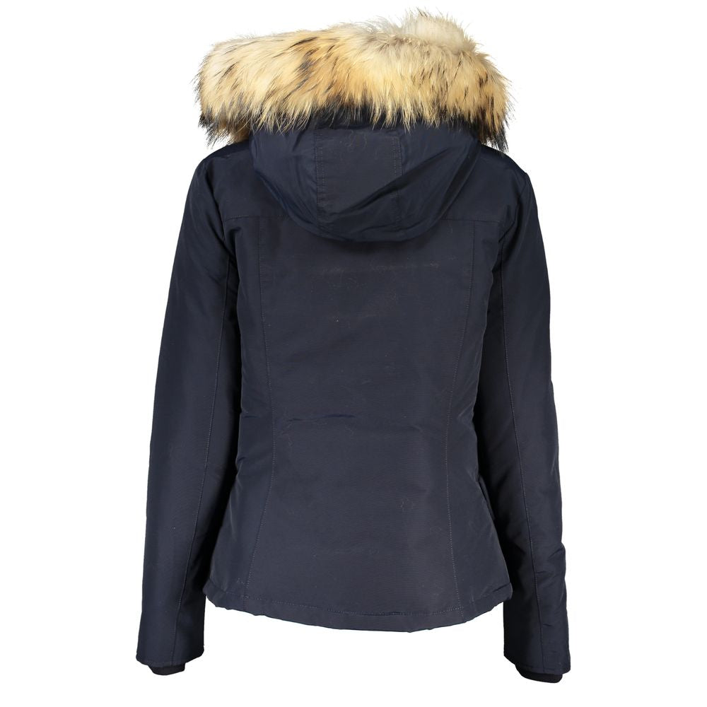 Woolrich Blue Cotton Jackets & Coat