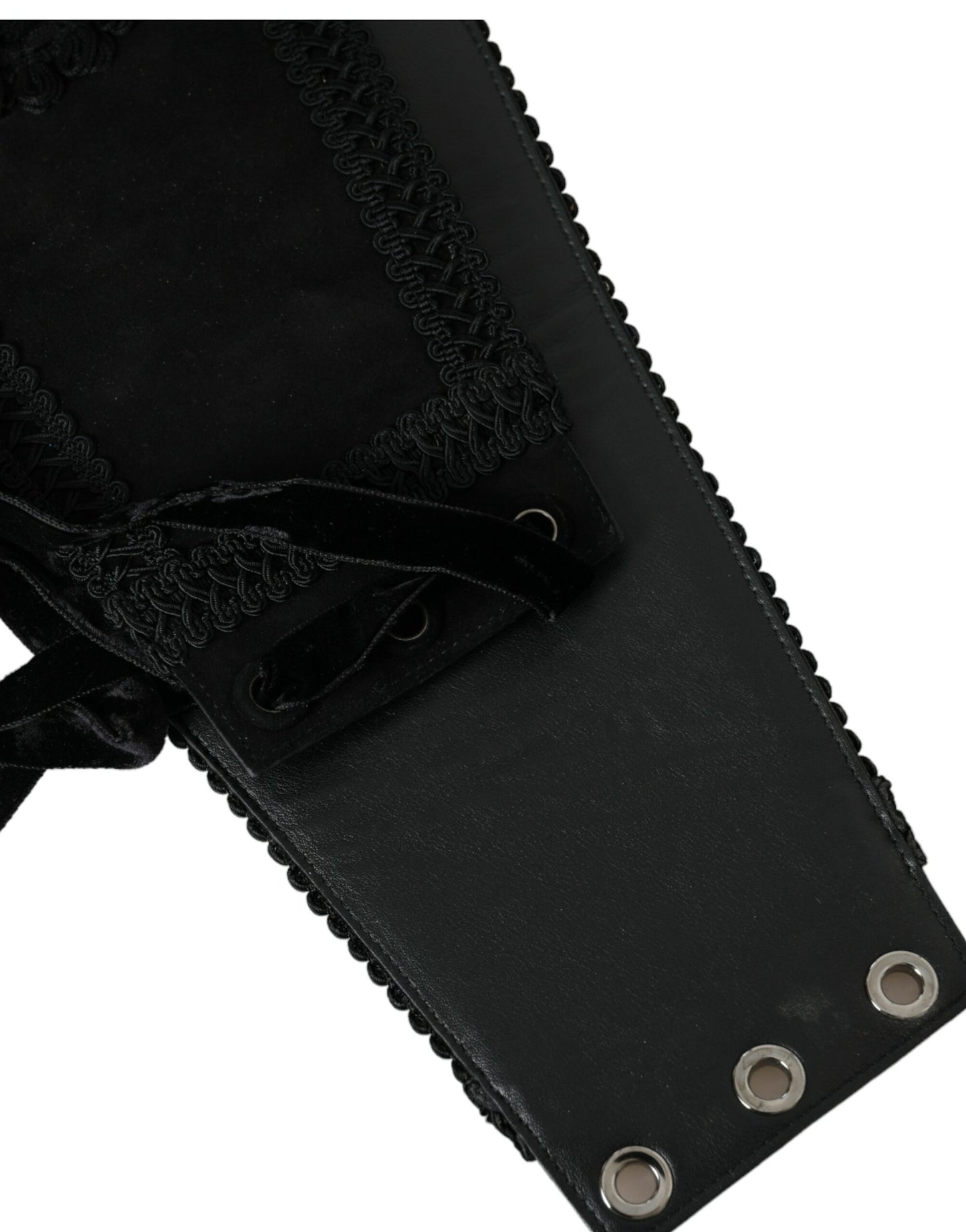 Dolce & Gabbana Black Canvas Embellished Waist Women Belt