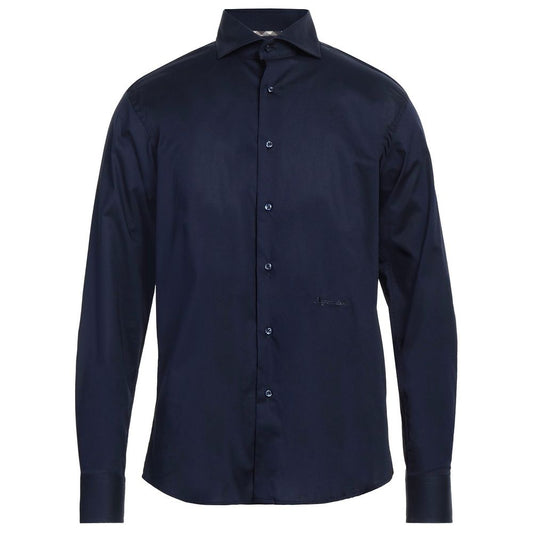 Aquascutum Elegant Blue Cotton Logo Shirt