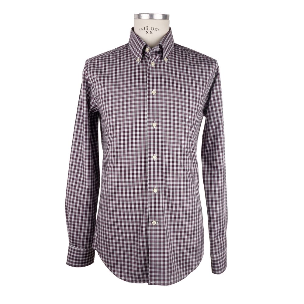 Made in Italy Elegant Red Checkered Milano Cotton Shirt