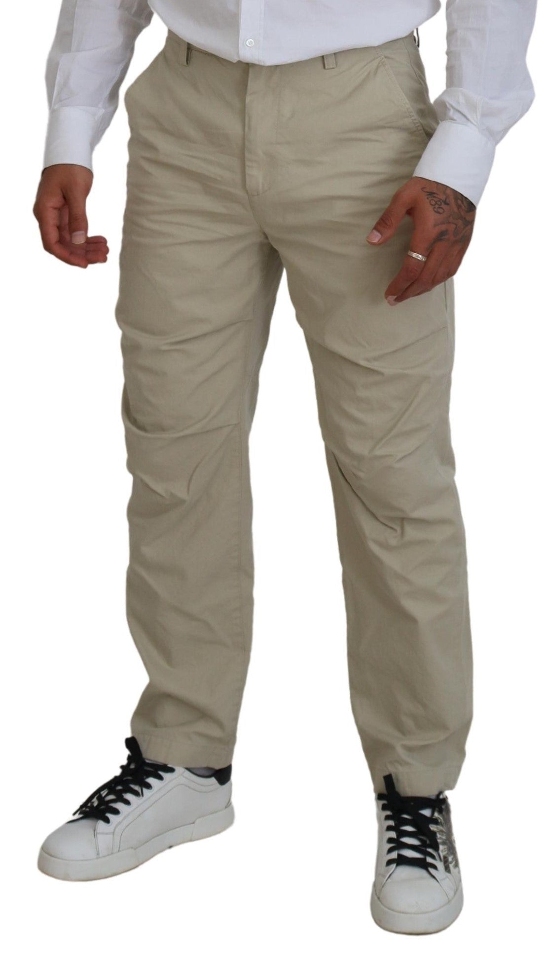 Dsquared² Beige Cotton Straight Fit Men Casual Pants