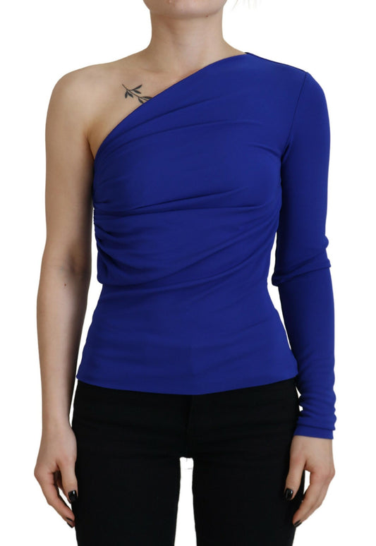 Dsquared² Blue Viscose One Shoulder Slim Fit Blouse Top