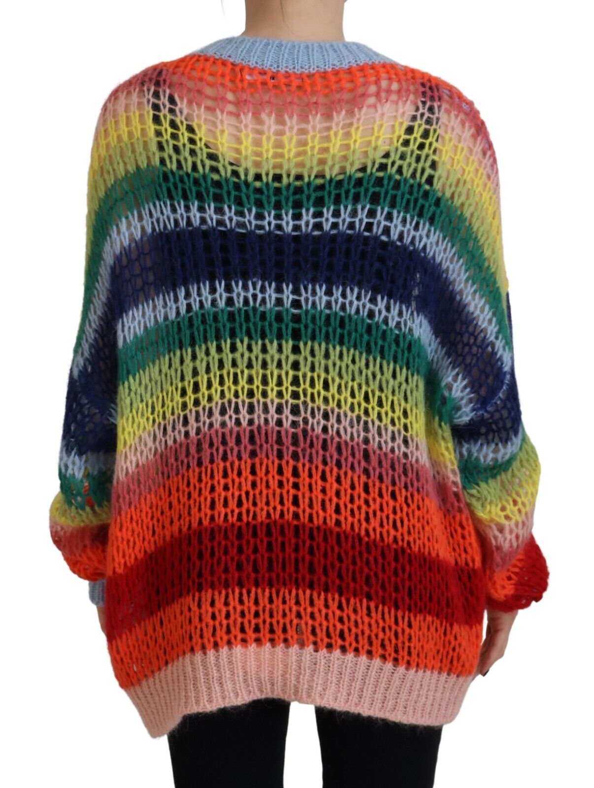 Dsquared² Multicolor Knitted Mohair Crewneck Pullover Sweater