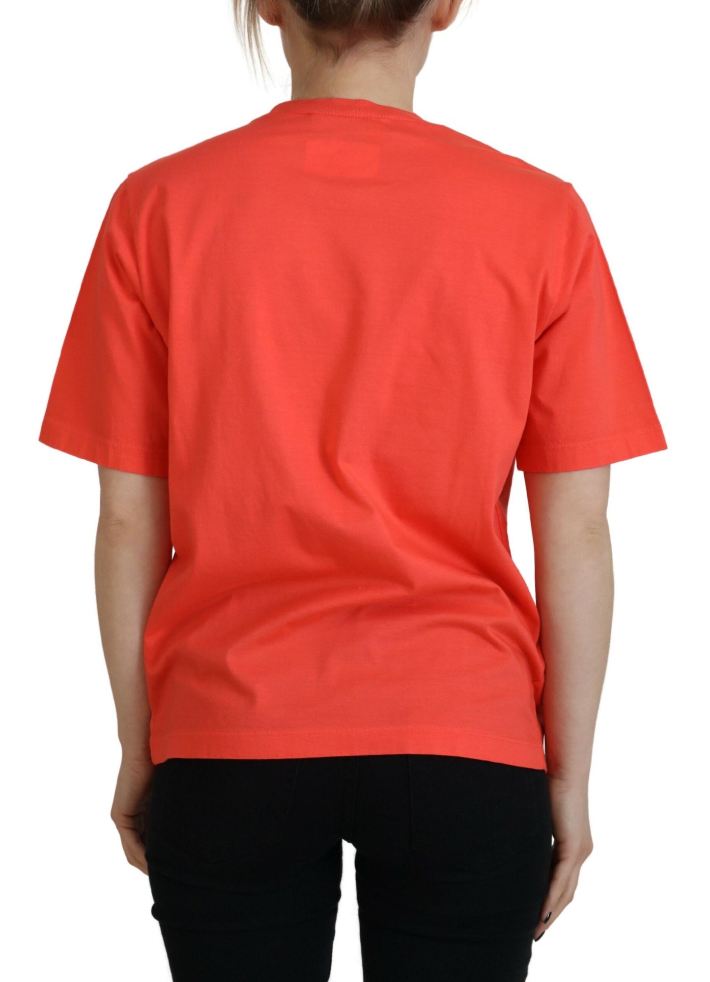 Dsquared² Orange Logo Cotton Crewneck Short Sleeve T-shirt