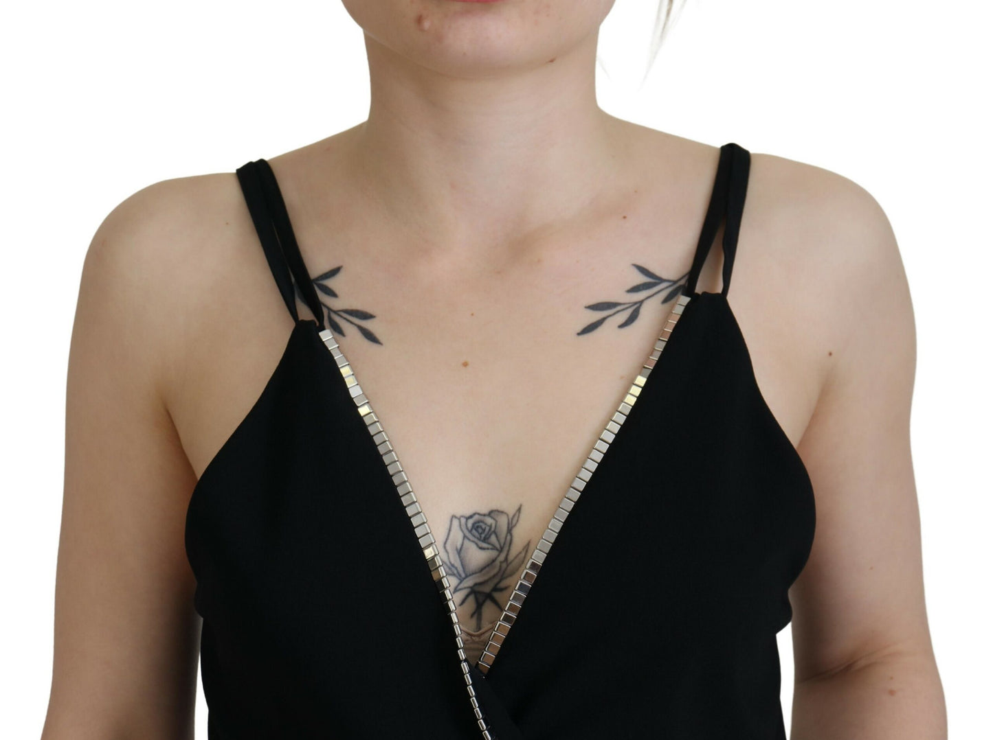 Dsquared² Black Embellished Deep V-neck Sleeveless Tank Top