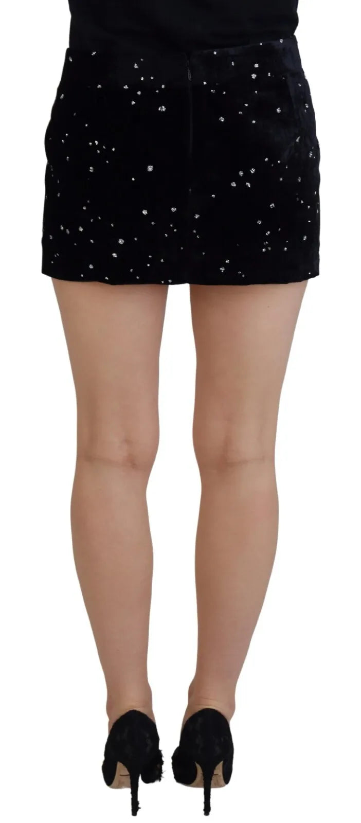 Dsquared² Black Embellished Mid Waist A-line Mini Skirt