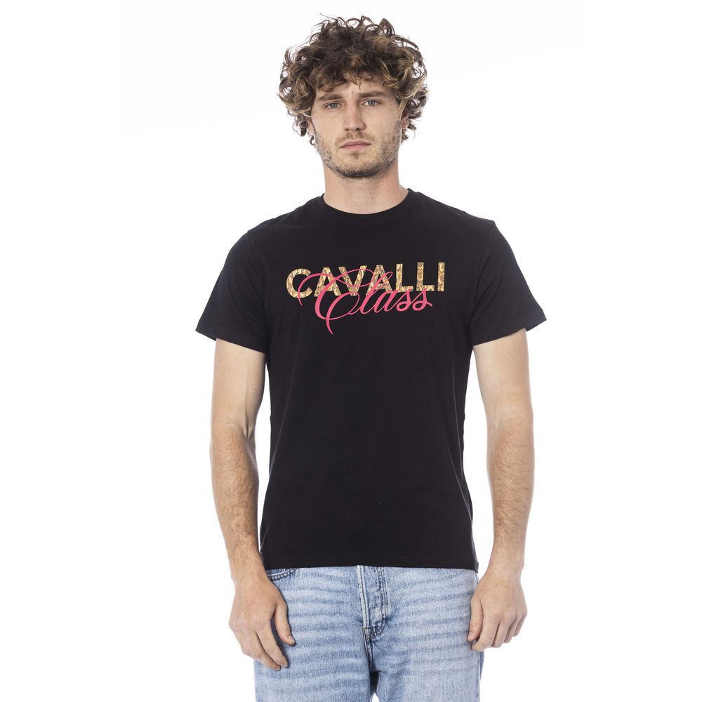 Cavalli Class Black Cotton Men T-Shirt