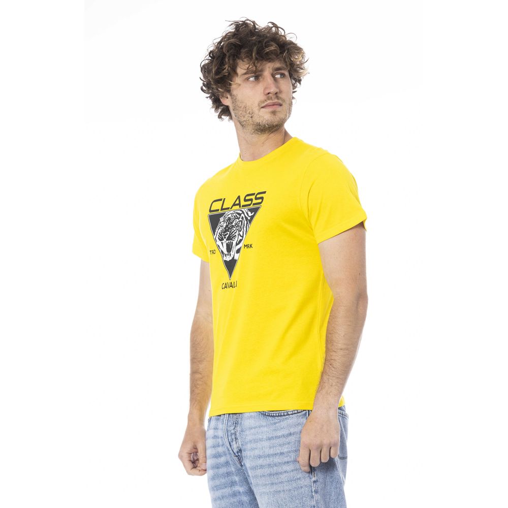 Cavalli Class Yellow Cotton Men T-Shirt