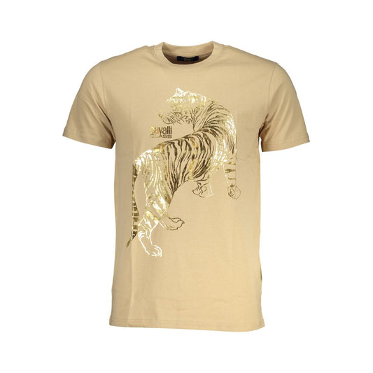 Cavalli Class Beige Cotton T-Shirt