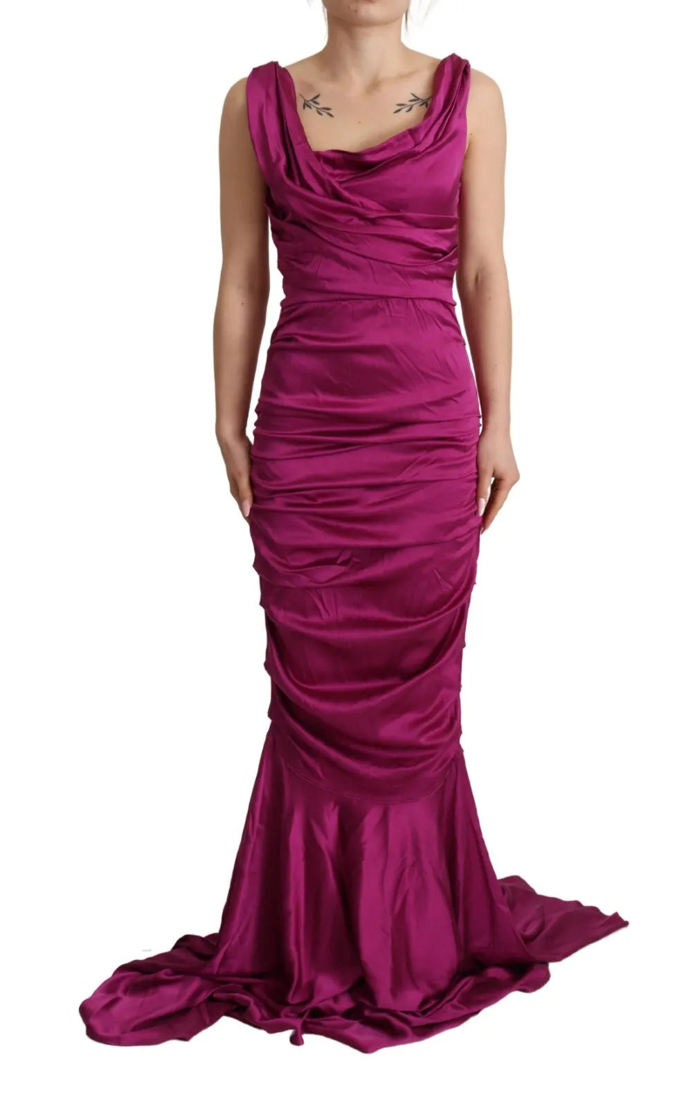 Dolce & Gabbana Sheath Mermaid Fuchsia Silk Stretch Gown Dress