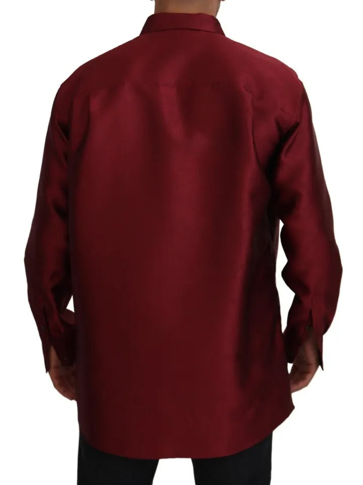 Dolce & Gabbana Bordeaux Cotton Long Sleeve Men Formal Shirt