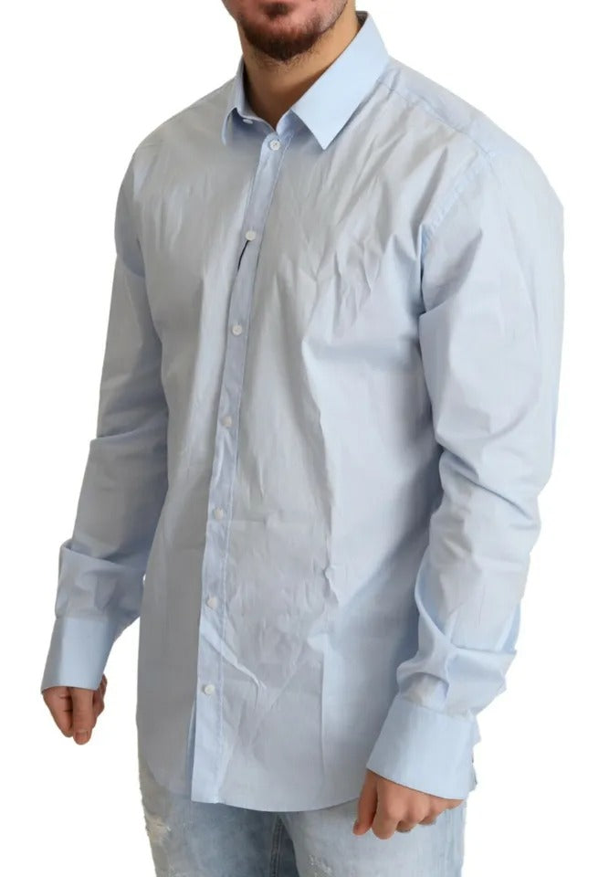 Dolce & Gabbana Light Blue Cotton Stretch Formal MARTINI Shirt