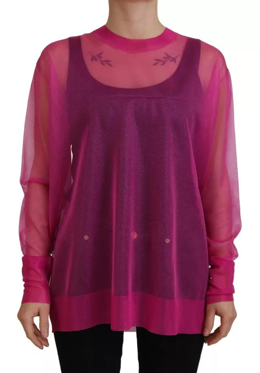 Dolce & Gabbana Fuchsia Polyester Crewneck Pullover Sweater