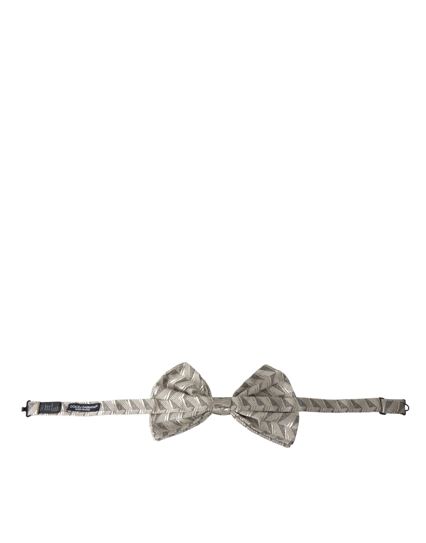 Dolce & Gabbana Silver Fantasy Print Adjustable Neck Bow Tie Men