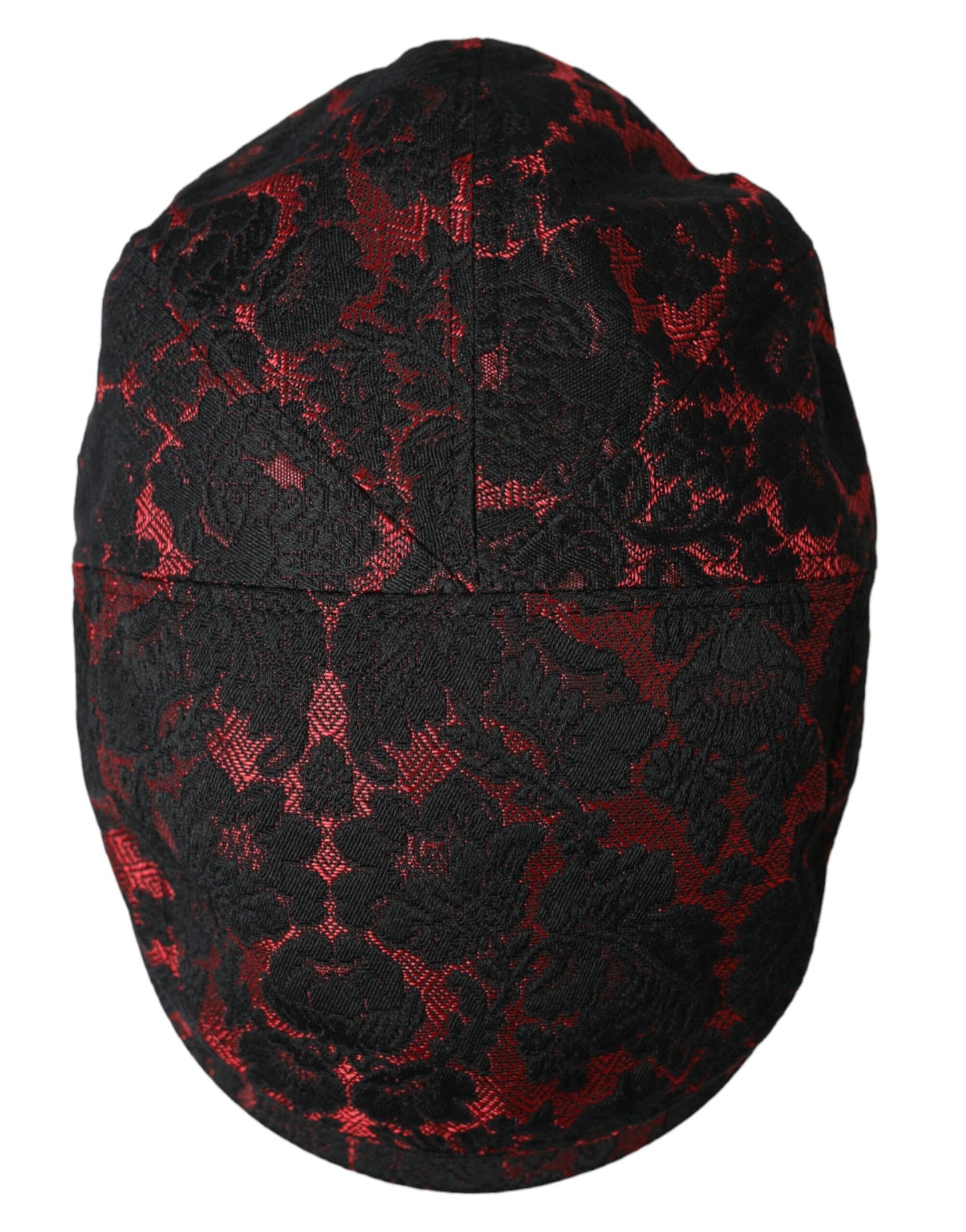 Dolce & Gabbana Black Red Floral Jacquard Newsboy Hat Men