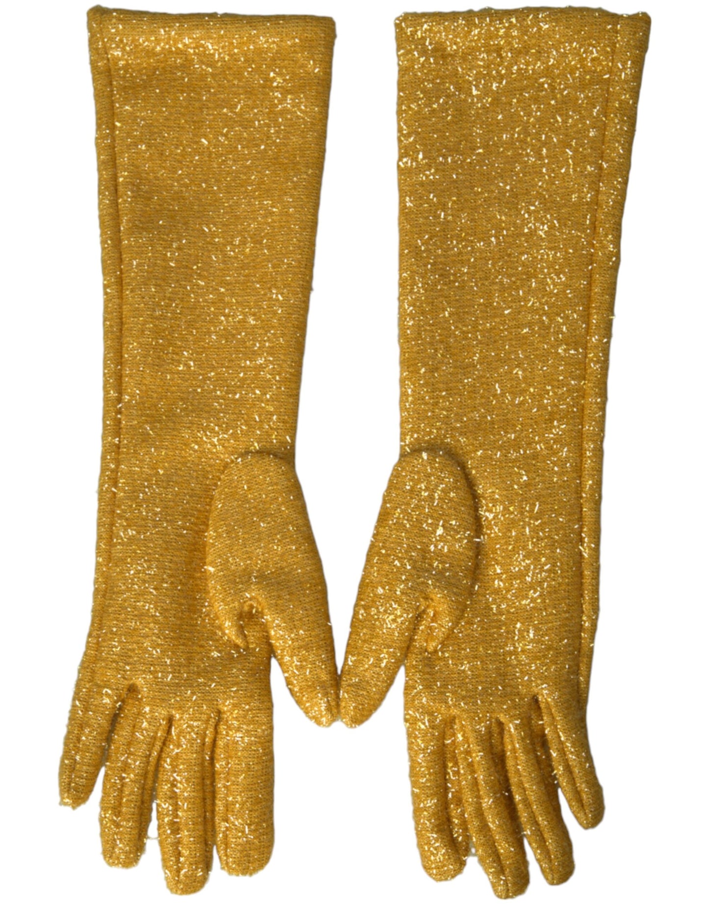 Dolce & Gabbana Gold Lurex Fantasia Mid Arm Length Gloves