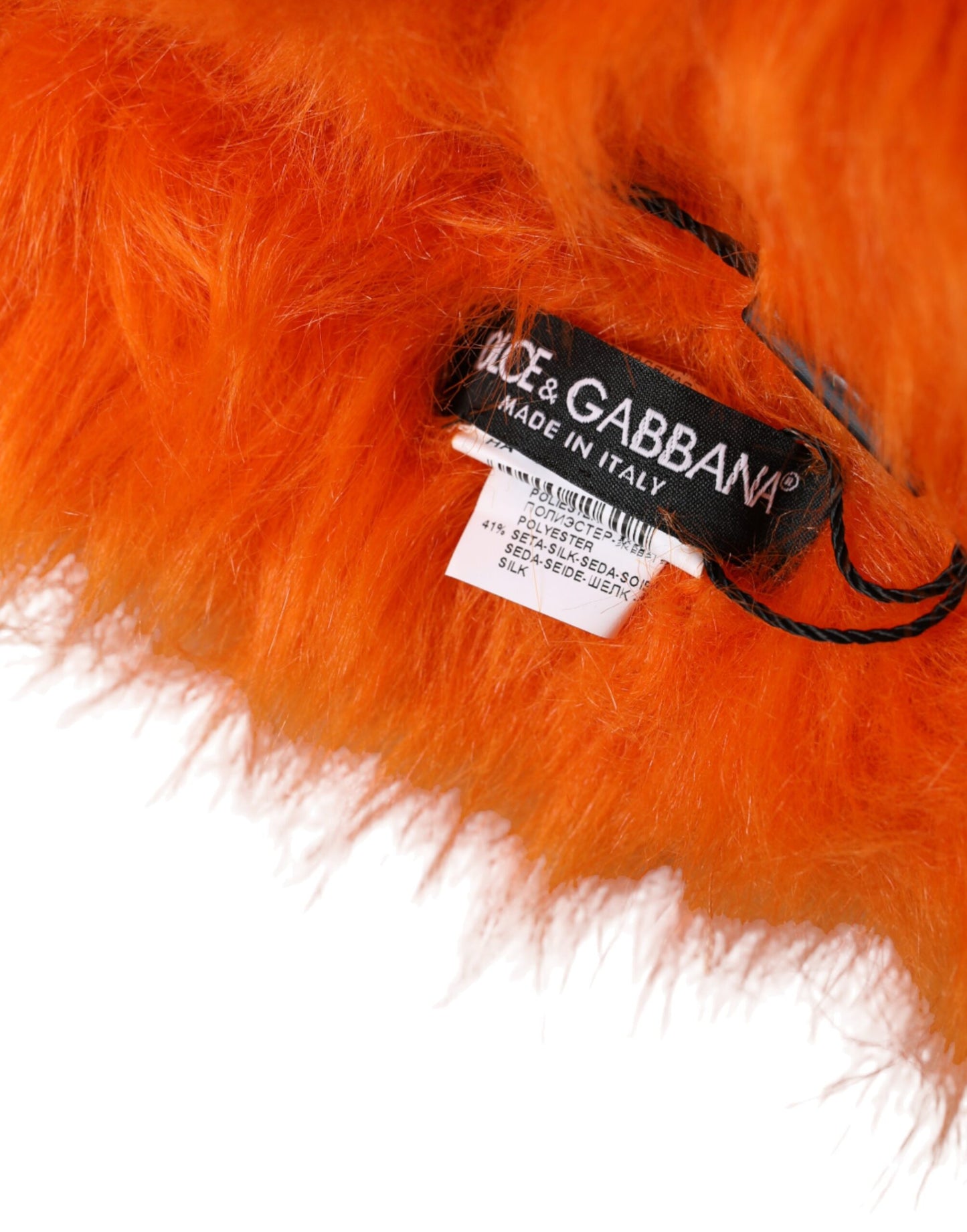 Dolce & Gabbana Orange Faux Fur Whole Head Wrap Hat