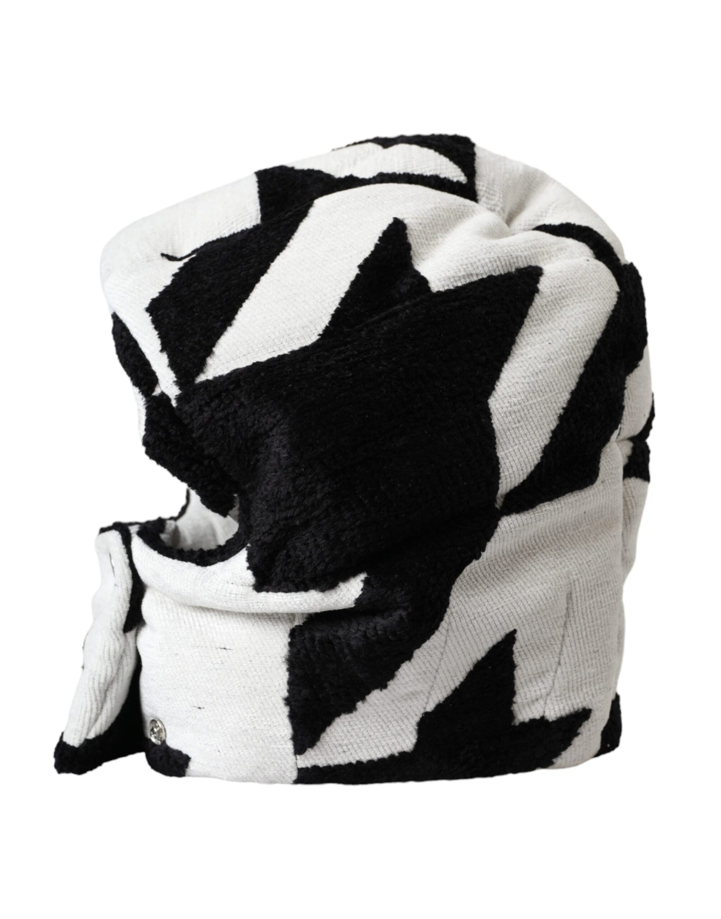 Dolce & Gabbana Black White Wool Whole Head Wrap Hat