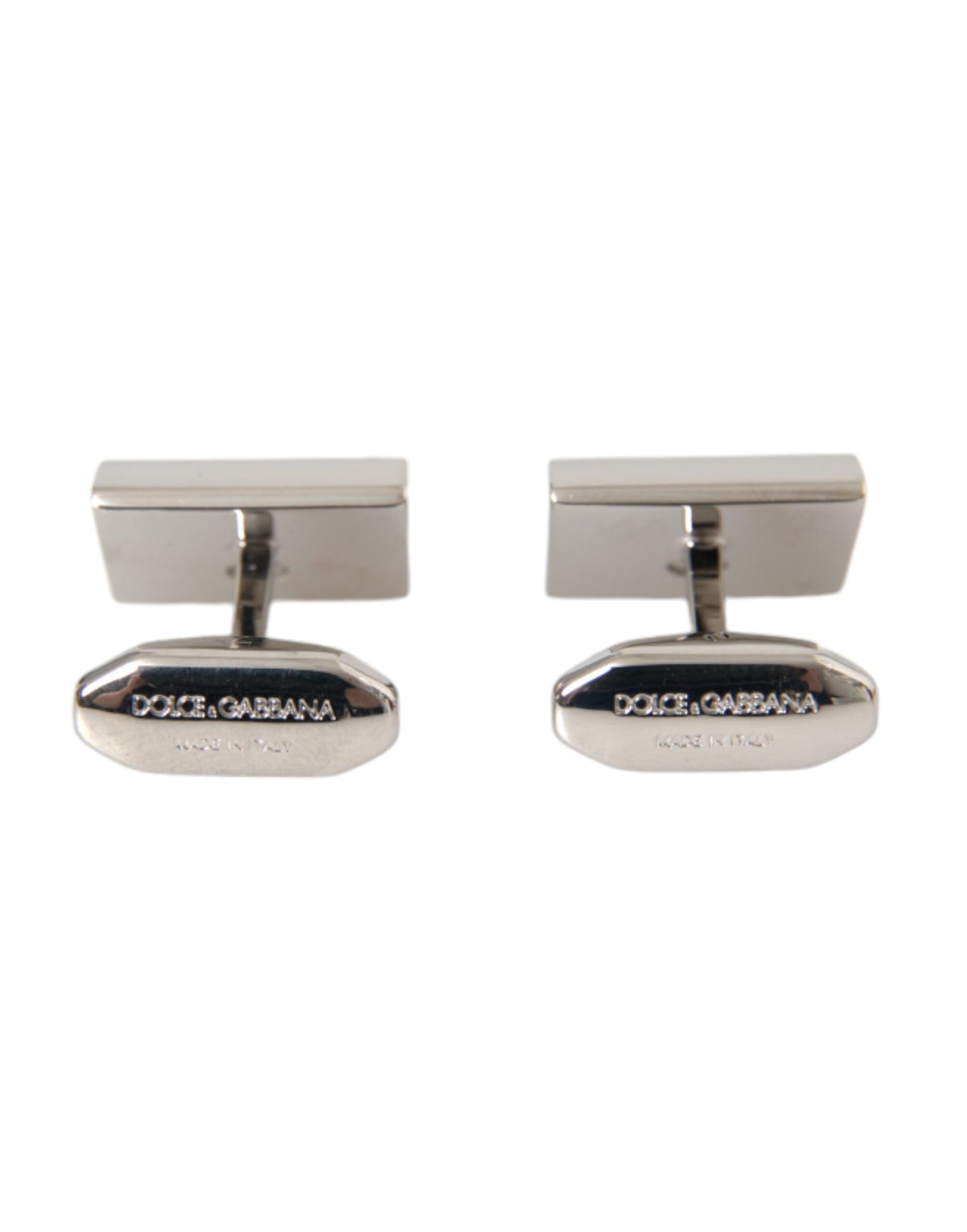 Dolce & Gabbana Silver Plated Metal Brass DG Logo Pin Cufflinks