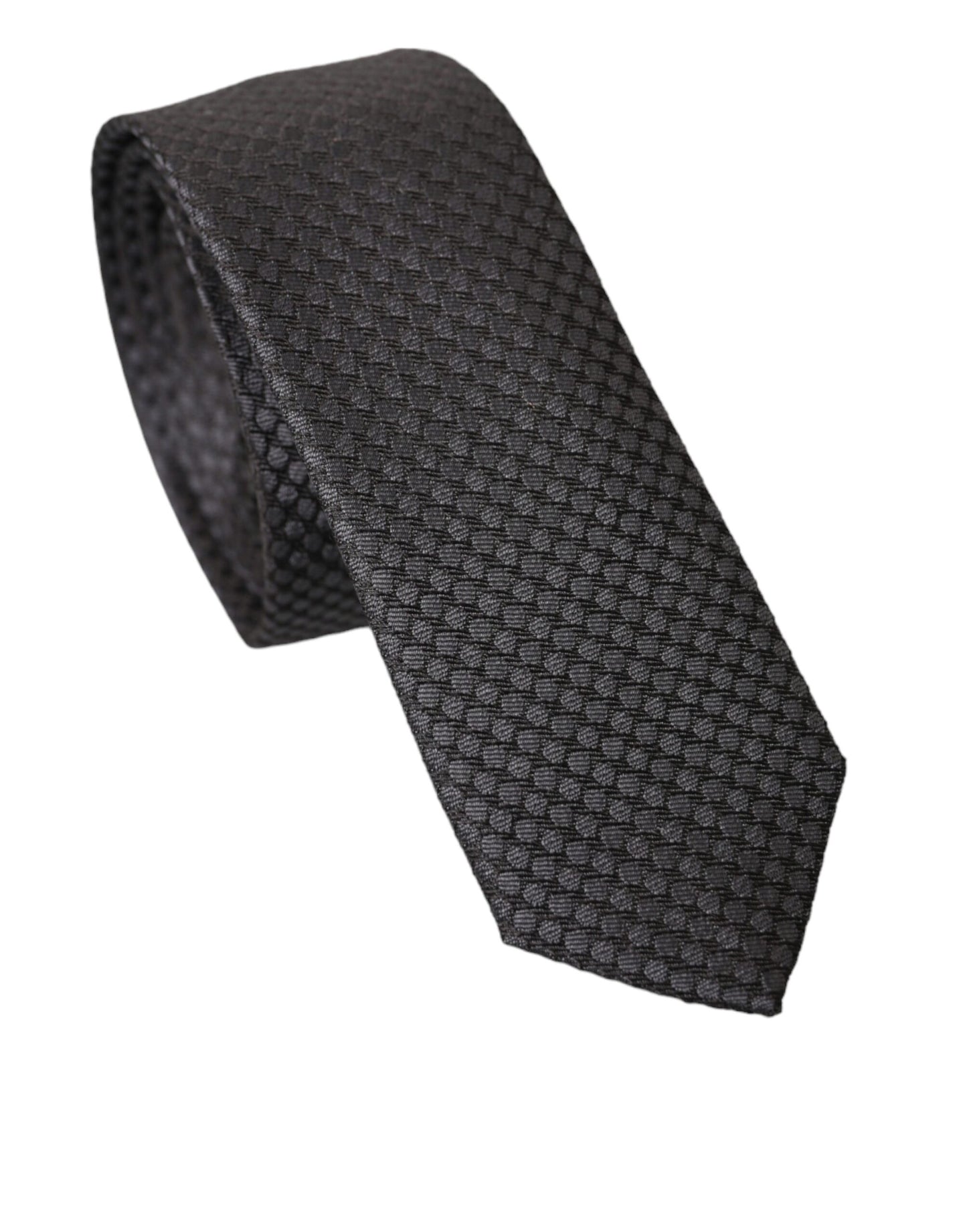 Dolce & Gabbana Black Patterned 100% Silk Adjustable Men Tie