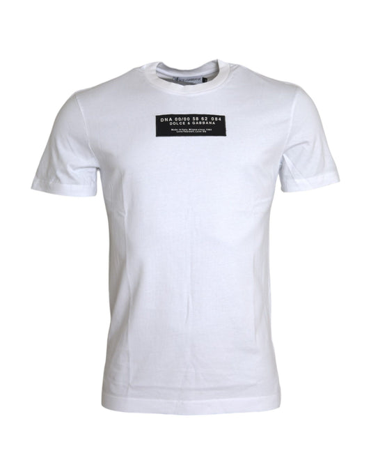 Dolce & Gabbana White Cotton DG Applique Men Casual T-shirt