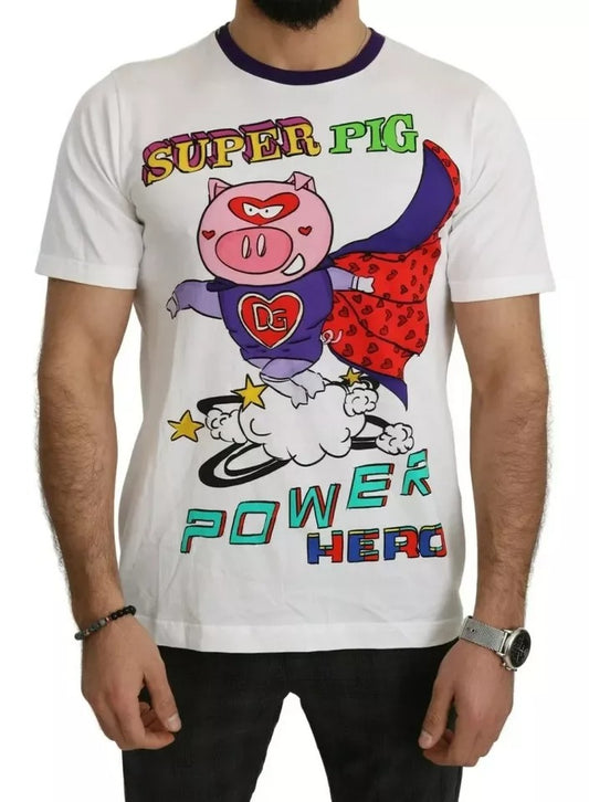 Dolce & Gabbana White Cotton Top 2019 Year of the Pig T-shirt