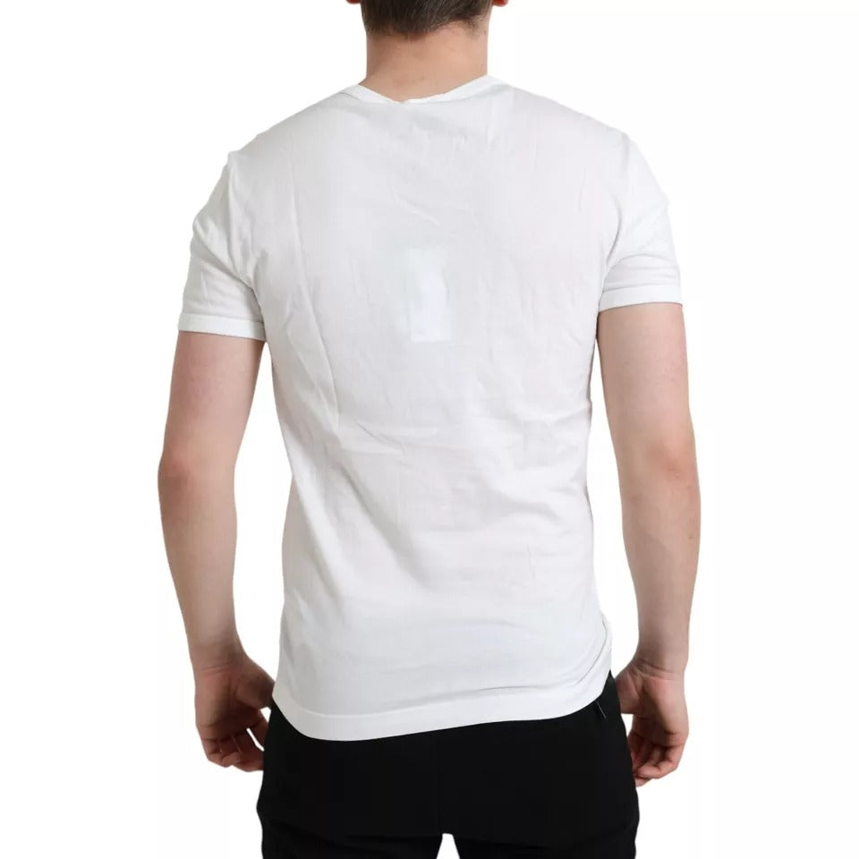 Dolce & Gabbana White Logo Embossed Crew Neck Short Sleeves T-shirt