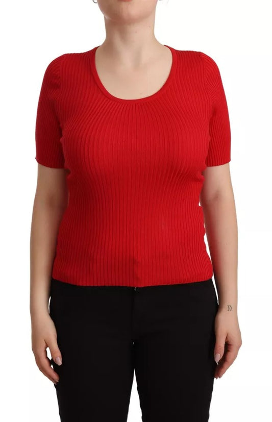 Dolce & Gabbana Red Silk T-shirt Short Sleeve Top Blouse