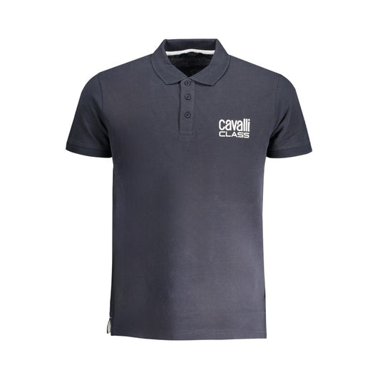 Cavalli Class Blue Cotton Polo Shirt