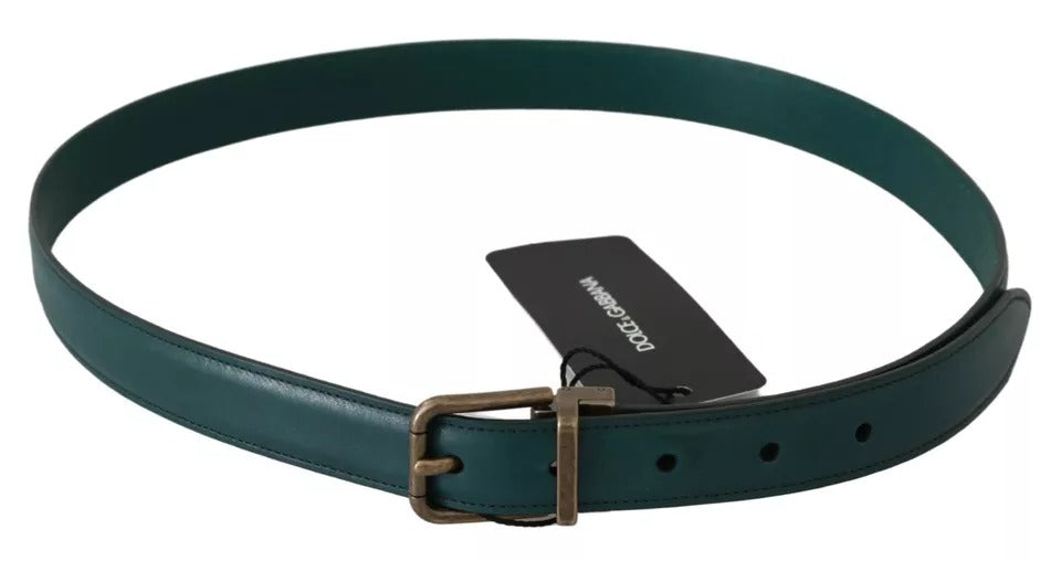 Dolce & Gabbana Green Gold Buckle Waist Leather Belt