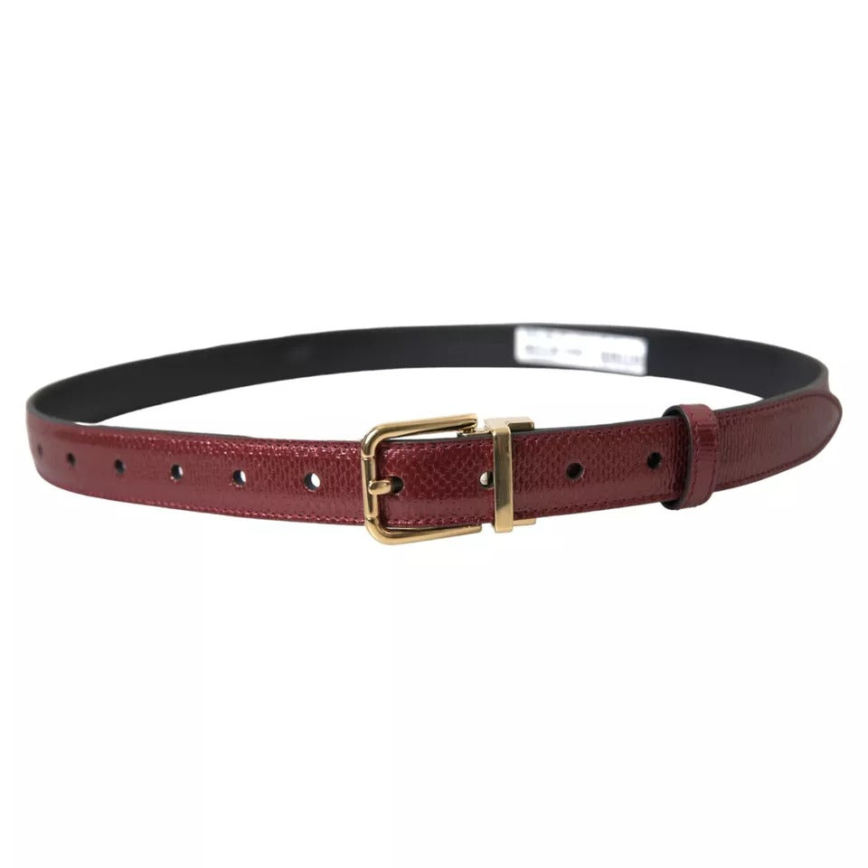 Dolce & Gabbana Maroon Leather Gold Metal Buckle Men Belt