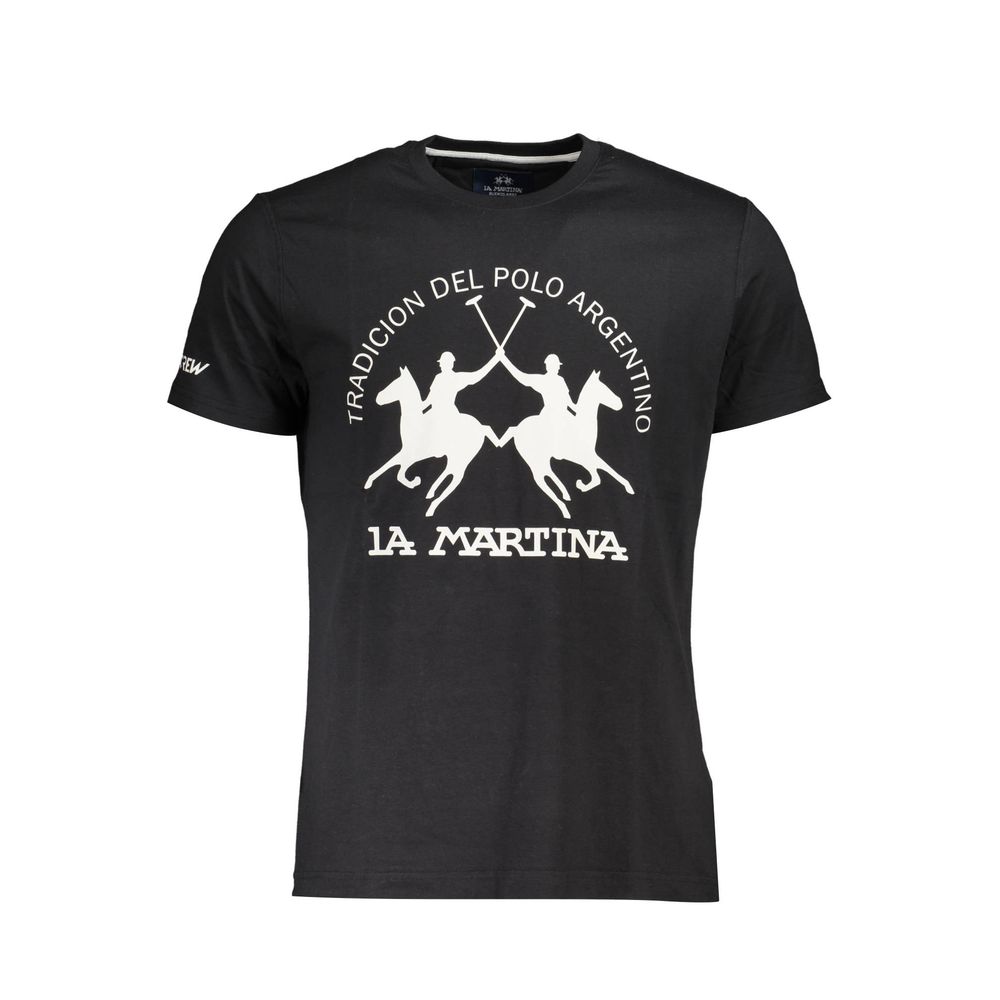 La Martina Black Cotton Men T-Shirt