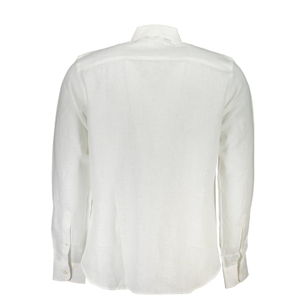 North Sails Elegant White Linen Long-Sleeved Shirt