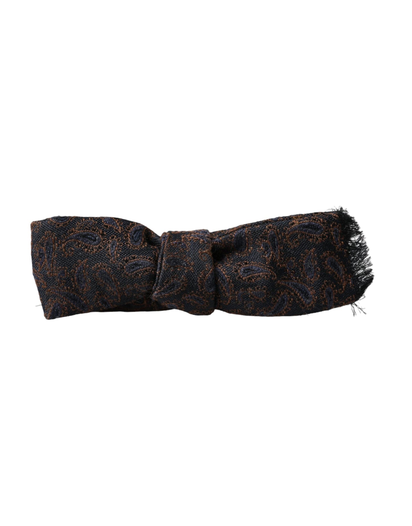 Dolce & Gabbana Brown Fantasy Silk Wool Adjustable Neck Men Bow Tie