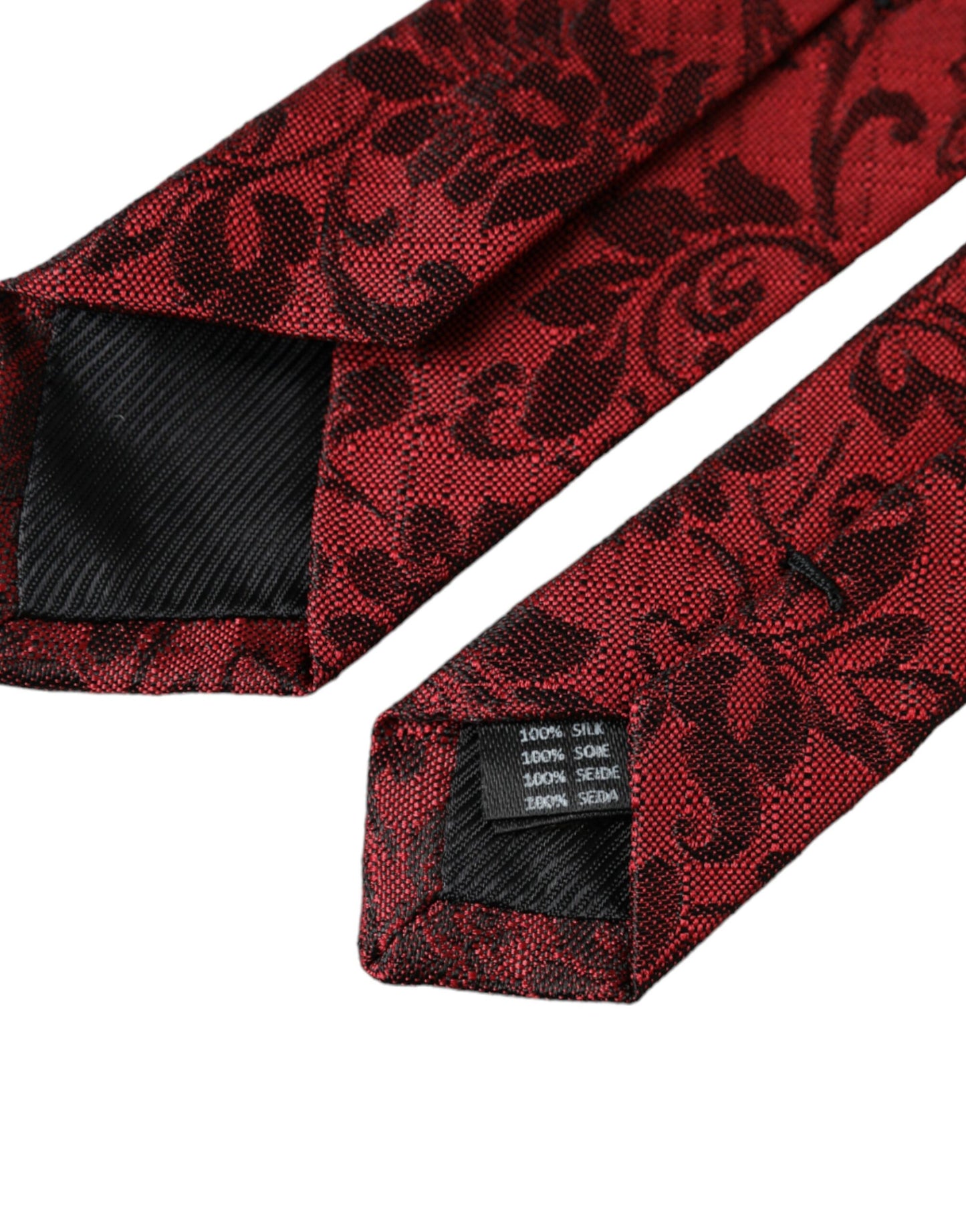 Dolce & Gabbana Red Floral Brocade Silk Adjustable Men Tie