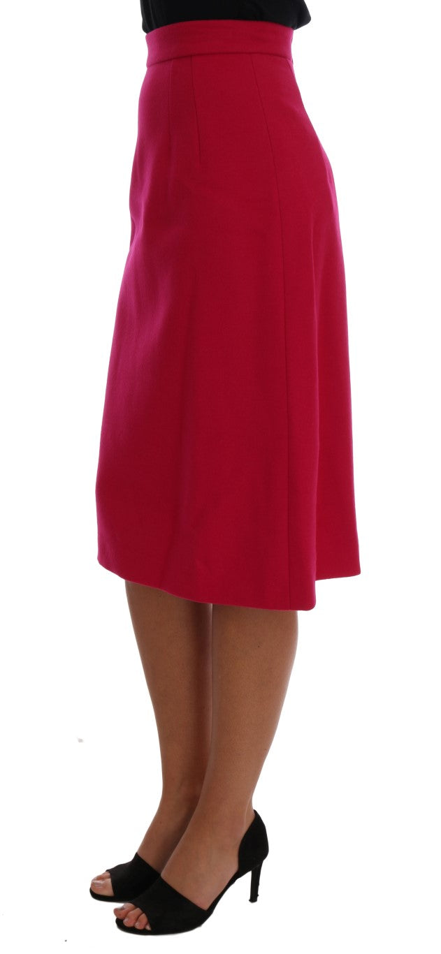 Dolce & Gabbana Elegant Pink Wool A-Line Knee-Length Skirt