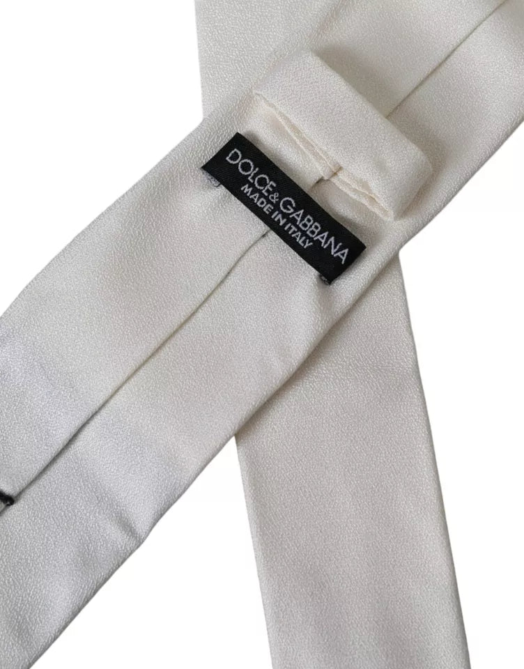 Dolce & Gabbana White Silk Classic Adjustable Men Tie