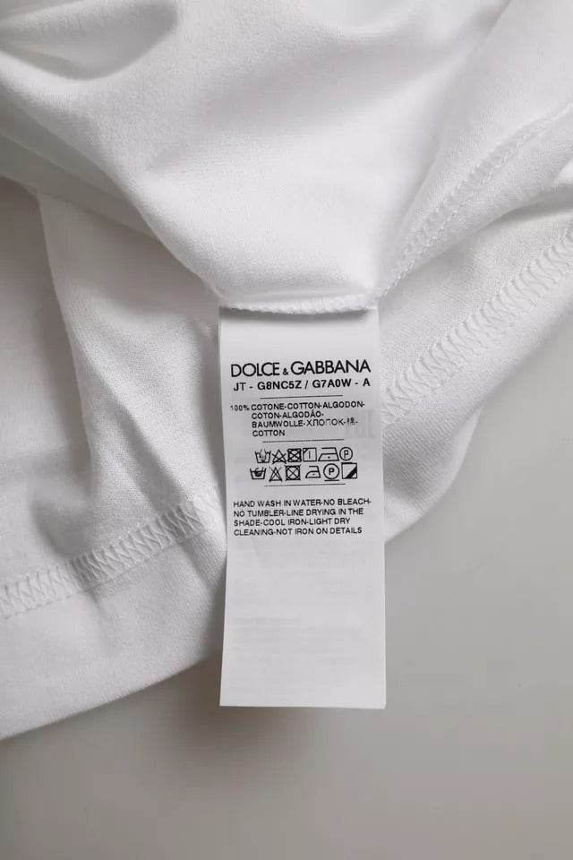 Dolce & Gabbana White Metal DG Logo Cotton Short Sleeves T-shirt