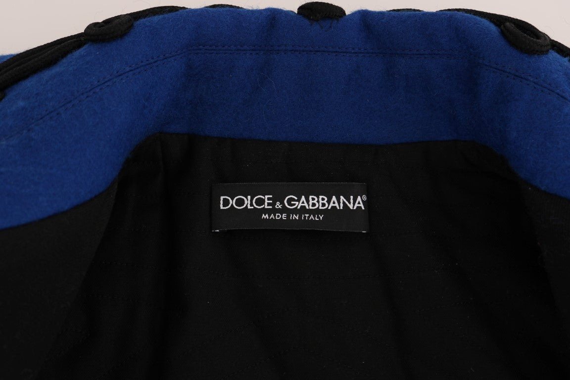 Dolce & Gabbana Chic Black & Blue Short Trench Jacket