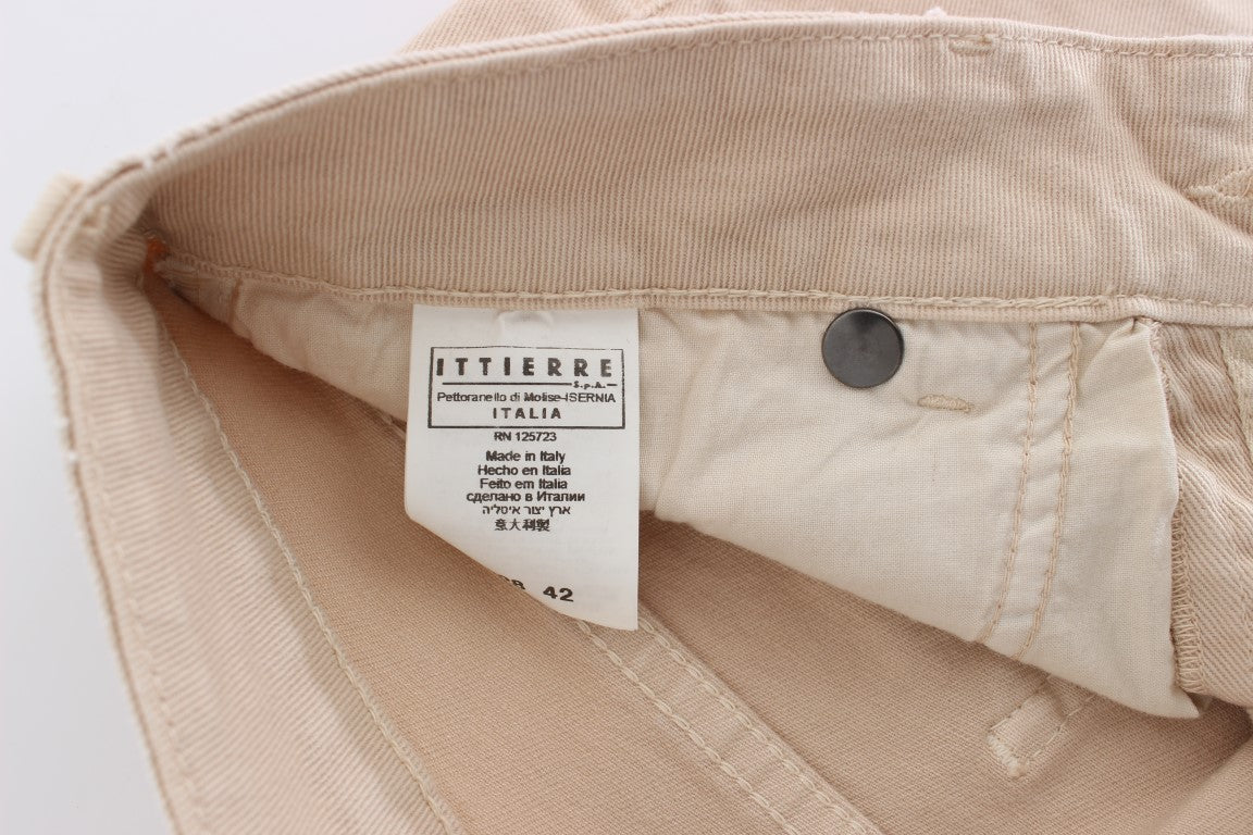 Cavalli Beige Cotton Stretch Slim Fit Jeans